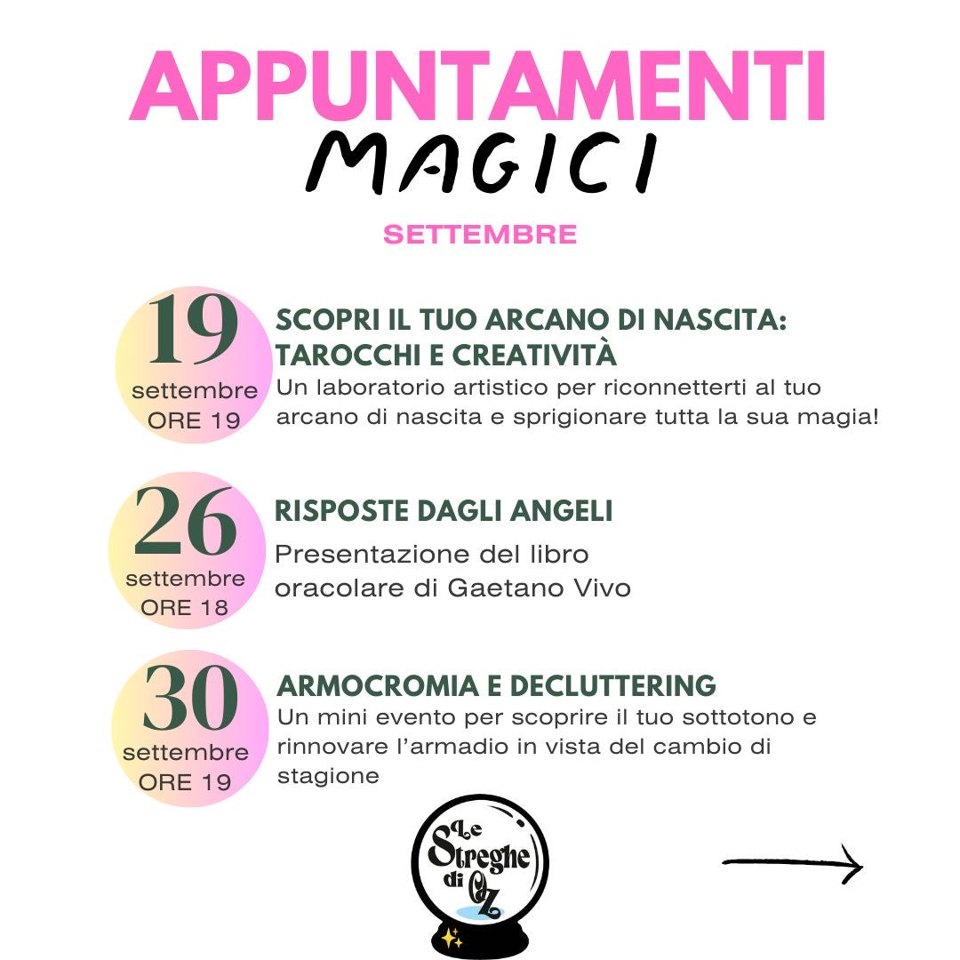 Calendario eventi Settembre 2025 - Le Streghe Di Oz