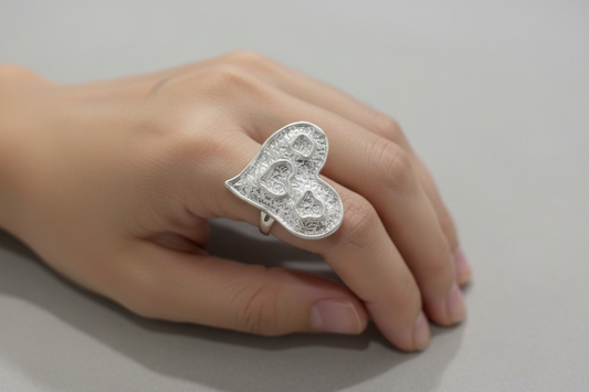 Anello Cuore Mosaico Argento