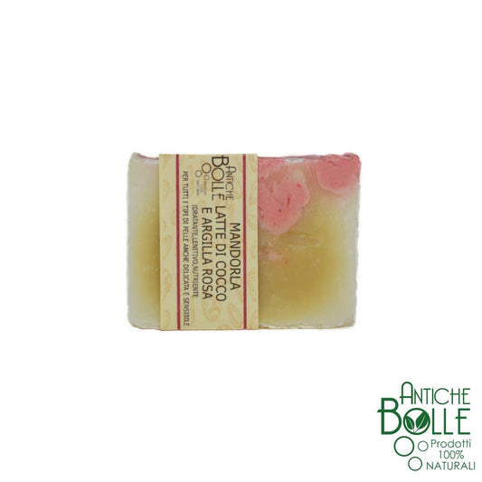 Sapone Mandorla, latte di cocco e Argilla rosa- Antiche bolle