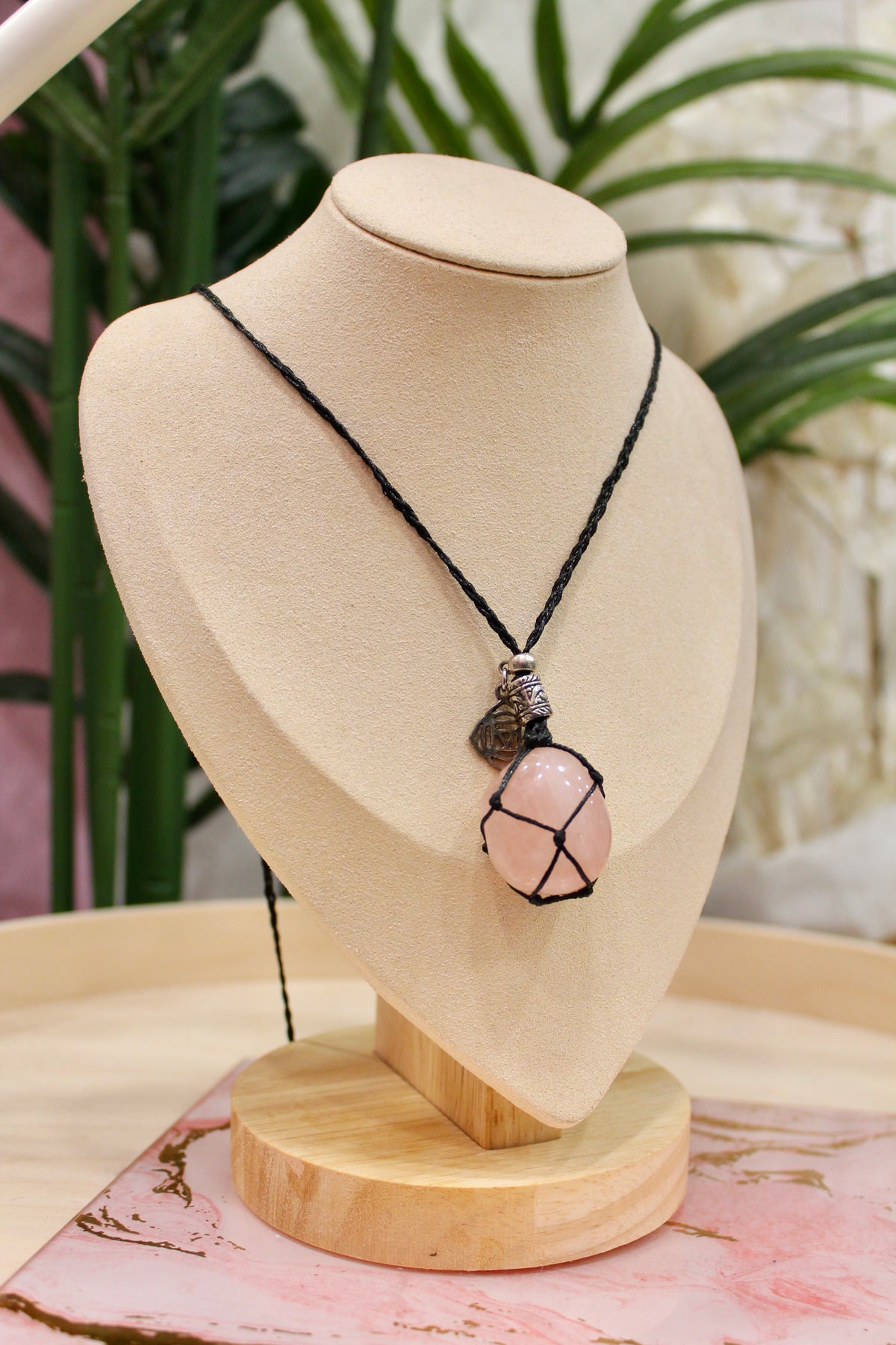 Collana con quarzo rosa