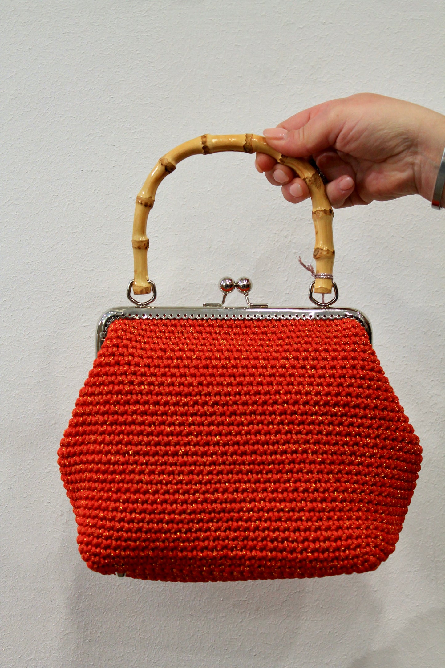 Borsa crochet clutch arancio