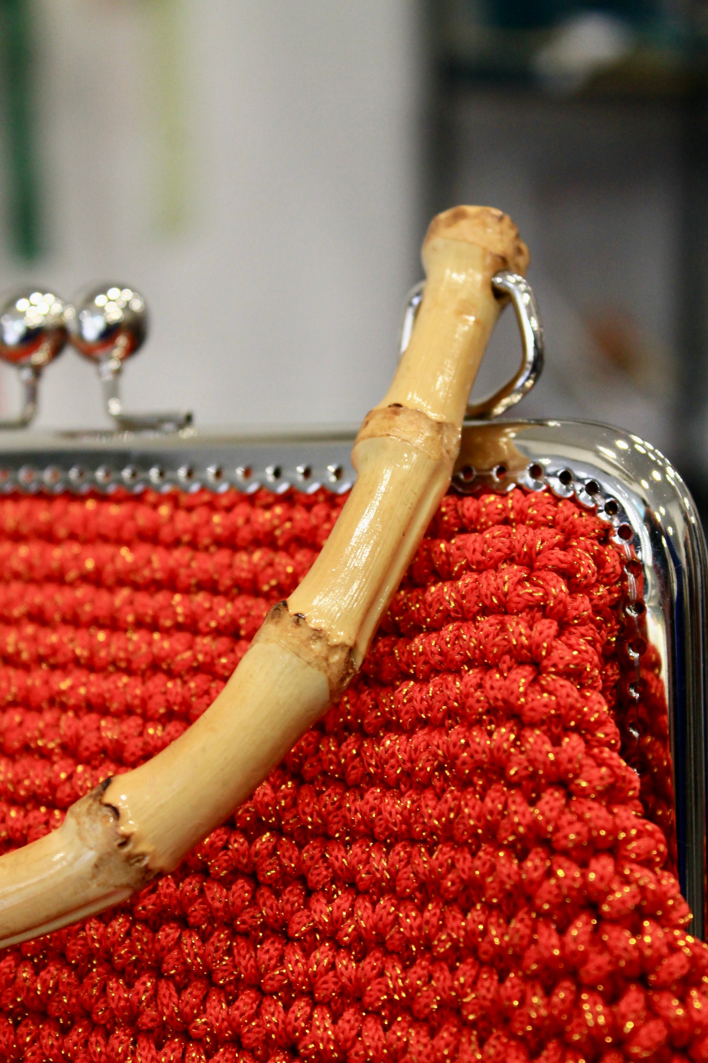 Borsa crochet clutch arancio